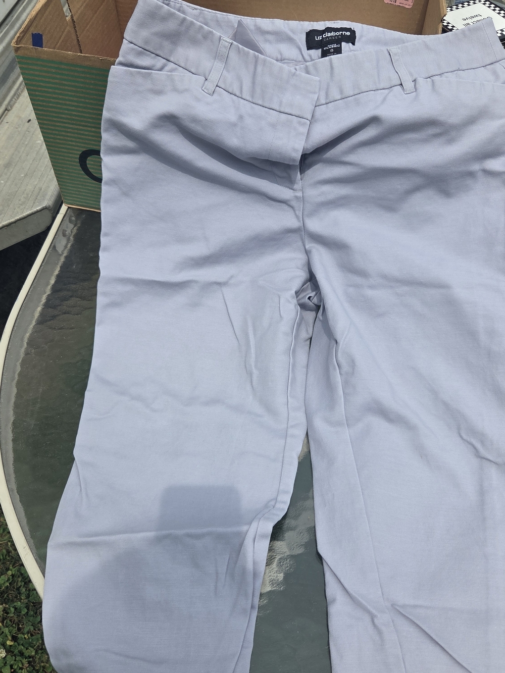 Liz Claiborne Women Light Gray Chinos